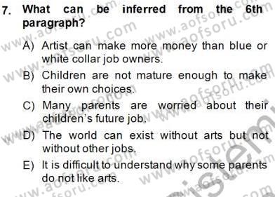 Okuma Ve Yazma Becerileri 1 Dersi 2013 - 2014 Yılı (Final) Dönem Sonu Sınav Soruları 7. Soru