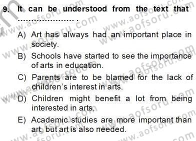 Okuma Ve Yazma Becerileri 1 Dersi 2013 - 2014 Yılı (Final) Dönem Sonu Sınav Soruları 9. Soru