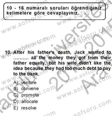 Okuma Ve Yazma Becerileri 1 Dersi 2014 - 2015 Yılı (Vize) Ara Sınav Soruları 10. Soru