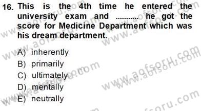 Okuma Ve Yazma Becerileri 1 Dersi 2014 - 2015 Yılı (Vize) Ara Sınav Soruları 16. Soru
