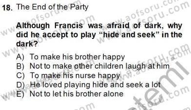 Okuma Ve Yazma Becerileri 1 Dersi 2014 - 2015 Yılı (Vize) Ara Sınav Soruları 18. Soru