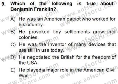Okuma Ve Yazma Becerileri 1 Dersi 2014 - 2015 Yılı (Vize) Ara Sınav Soruları 9. Soru