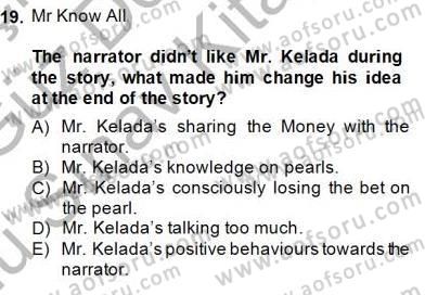 Okuma Ve Yazma Becerileri 1 Dersi 2014 - 2015 Yılı (Final) Dönem Sonu Sınav Soruları 19. Soru