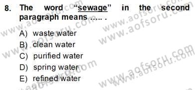Okuma Ve Yazma Becerileri 1 Dersi 2014 - 2015 Yılı (Final) Dönem Sonu Sınav Soruları 8. Soru