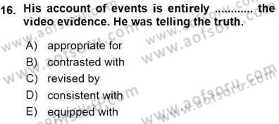 Okuma Ve Yazma Becerileri 1 Dersi 2015 - 2016 Yılı (Vize) Ara Sınav Soruları 16. Soru