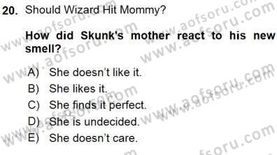 Okuma Ve Yazma Becerileri 1 Dersi 2015 - 2016 Yılı (Vize) Ara Sınav Soruları 20. Soru