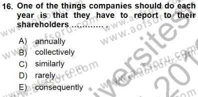 Okuma Ve Yazma Becerileri 1 Dersi 2015 - 2016 Yılı (Final) Dönem Sonu Sınav Soruları 16. Soru