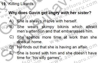 Okuma Ve Yazma Becerileri 1 Dersi 2015 - 2016 Yılı (Final) Dönem Sonu Sınav Soruları 19. Soru