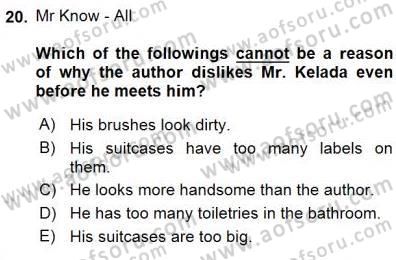 Okuma Ve Yazma Becerileri 1 Dersi 2015 - 2016 Yılı (Final) Dönem Sonu Sınav Soruları 20. Soru