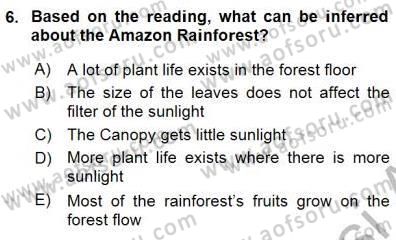 Okuma Ve Yazma Becerileri 1 Dersi 2015 - 2016 Yılı (Final) Dönem Sonu Sınav Soruları 6. Soru