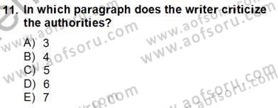 Okuma Ve Yazma Becerileri 2 Dersi 2012 - 2013 Yılı (Final) Dönem Sonu Sınav Soruları 11. Soru