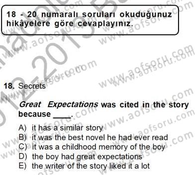 Okuma Ve Yazma Becerileri 2 Dersi 2012 - 2013 Yılı (Final) Dönem Sonu Sınav Soruları 18. Soru