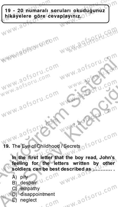 Okuma Ve Yazma Becerileri 2 Dersi 2013 - 2014 Yılı (Vize) Ara Sınav Soruları 19. Soru