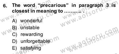 Okuma Ve Yazma Becerileri 2 Dersi 2013 - 2014 Yılı (Vize) Ara Sınav Soruları 6. Soru
