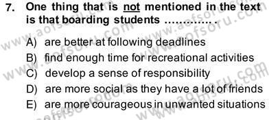 Okuma Ve Yazma Becerileri 2 Dersi 2013 - 2014 Yılı (Vize) Ara Sınav Soruları 7. Soru