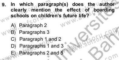 Okuma Ve Yazma Becerileri 2 Dersi 2013 - 2014 Yılı (Vize) Ara Sınav Soruları 9. Soru