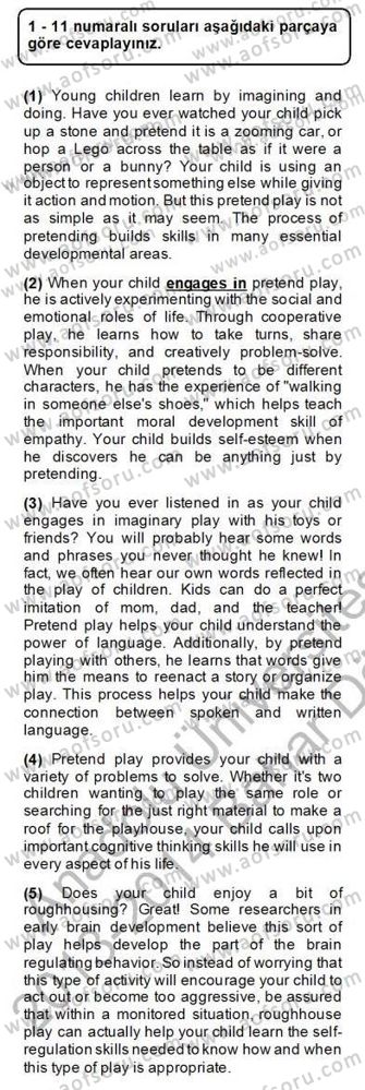 Okuma Ve Yazma Becerileri 2 Dersi 2013 - 2014 Yılı (Final) Dönem Sonu Sınav Soruları 1. Soru