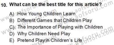 Okuma Ve Yazma Becerileri 2 Dersi 2013 - 2014 Yılı (Final) Dönem Sonu Sınav Soruları 10. Soru