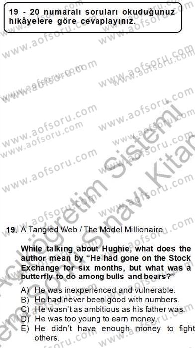 Okuma Ve Yazma Becerileri 2 Dersi 2013 - 2014 Yılı (Final) Dönem Sonu Sınav Soruları 19. Soru