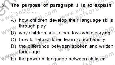 Okuma Ve Yazma Becerileri 2 Dersi 2013 - 2014 Yılı (Final) Dönem Sonu Sınav Soruları 3. Soru