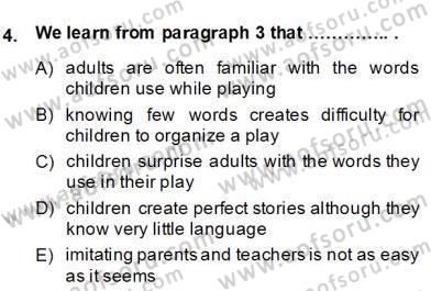 Okuma Ve Yazma Becerileri 2 Dersi 2013 - 2014 Yılı (Final) Dönem Sonu Sınav Soruları 4. Soru