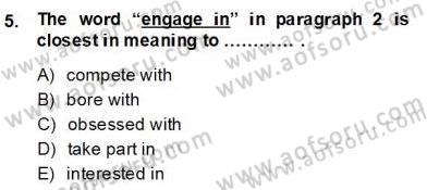 Okuma Ve Yazma Becerileri 2 Dersi 2013 - 2014 Yılı (Final) Dönem Sonu Sınav Soruları 5. Soru