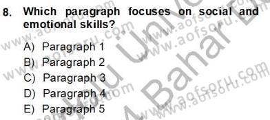 Okuma Ve Yazma Becerileri 2 Dersi 2013 - 2014 Yılı (Final) Dönem Sonu Sınav Soruları 8. Soru