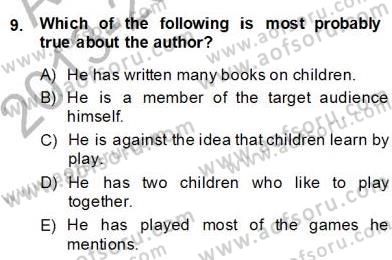 Okuma Ve Yazma Becerileri 2 Dersi 2013 - 2014 Yılı (Final) Dönem Sonu Sınav Soruları 9. Soru