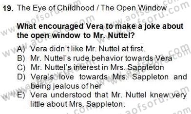 Okuma Ve Yazma Becerileri 2 Dersi 2014 - 2015 Yılı (Vize) Ara Sınav Soruları 19. Soru
