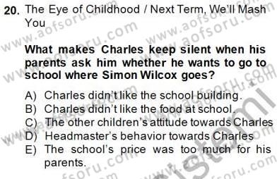Okuma Ve Yazma Becerileri 2 Dersi 2014 - 2015 Yılı (Vize) Ara Sınav Soruları 20. Soru