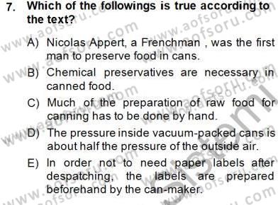 Okuma Ve Yazma Becerileri 2 Dersi 2014 - 2015 Yılı (Vize) Ara Sınav Soruları 7. Soru