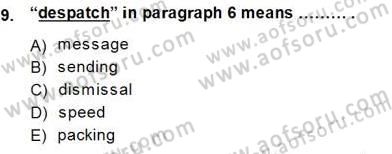 Okuma Ve Yazma Becerileri 2 Dersi 2014 - 2015 Yılı (Vize) Ara Sınav Soruları 9. Soru
