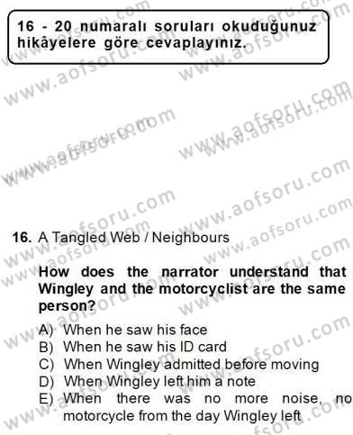 Okuma Ve Yazma Becerileri 2 Dersi 2014 - 2015 Yılı (Final) Dönem Sonu Sınav Soruları 16. Soru