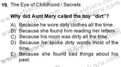 Okuma Ve Yazma Becerileri 2 Dersi 2014 - 2015 Yılı (Final) Dönem Sonu Sınav Soruları 19. Soru