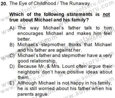 Okuma Ve Yazma Becerileri 2 Dersi 2014 - 2015 Yılı (Final) Dönem Sonu Sınav Soruları 20. Soru