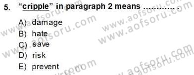 Okuma Ve Yazma Becerileri 2 Dersi 2014 - 2015 Yılı (Final) Dönem Sonu Sınav Soruları 5. Soru