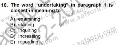 İleri Okuma Ve Yazma Becerileri 1 Dersi 2012 - 2013 Yılı (Vize) Ara Sınavı 10. Soru
