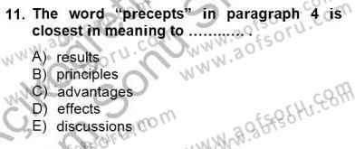 İleri Okuma Ve Yazma Becerileri 1 Dersi 2012 - 2013 Yılı (Final) Dönem Sonu Sınavı 11. Soru