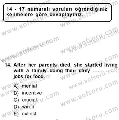 İleri Okuma Ve Yazma Becerileri 1 Dersi 2013 - 2014 Yılı (Final) Dönem Sonu Sınavı 14. Soru