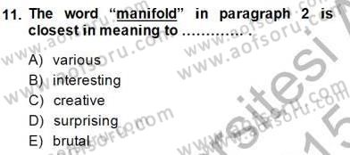 İleri Okuma Ve Yazma Becerileri 1 Dersi 2014 - 2015 Yılı (Vize) Ara Sınavı 11. Soru