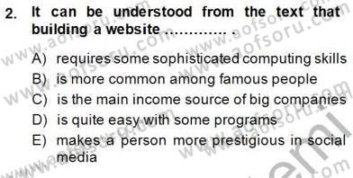 İleri Okuma Ve Yazma Becerileri 1 Dersi 2014 - 2015 Yılı (Vize) Ara Sınavı 2. Soru