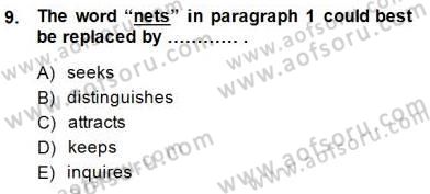 İleri Okuma Ve Yazma Becerileri 1 Dersi 2014 - 2015 Yılı (Vize) Ara Sınavı 9. Soru