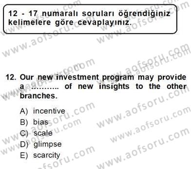 İleri Okuma Ve Yazma Becerileri 1 Dersi 2014 - 2015 Yılı (Final) Dönem Sonu Sınavı 12. Soru