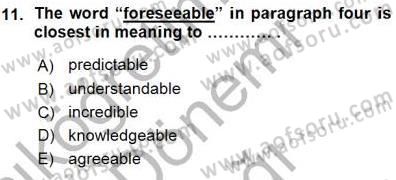 İleri Okuma Ve Yazma Becerileri 1 Dersi 2015 - 2016 Yılı (Vize) Ara Sınavı 11. Soru