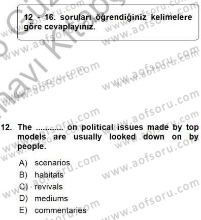 İleri Okuma Ve Yazma Becerileri 1 Dersi 2015 - 2016 Yılı (Vize) Ara Sınavı 12. Soru