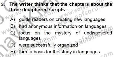 İleri Okuma Ve Yazma Becerileri 1 Dersi 2015 - 2016 Yılı (Vize) Ara Sınavı 3. Soru