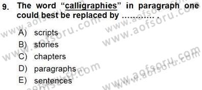 İleri Okuma Ve Yazma Becerileri 1 Dersi 2015 - 2016 Yılı (Vize) Ara Sınavı 9. Soru