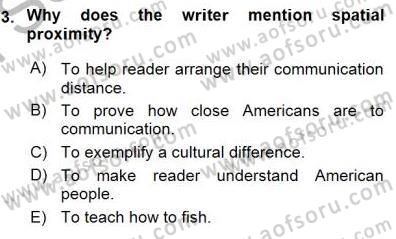 İleri Okuma Ve Yazma Becerileri 1 Dersi 2015 - 2016 Yılı (Final) Dönem Sonu Sınavı 3. Soru