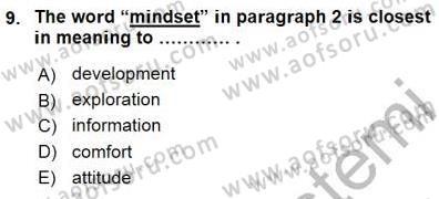 İleri Okuma Ve Yazma Becerileri 1 Dersi 2015 - 2016 Yılı (Final) Dönem Sonu Sınavı 9. Soru