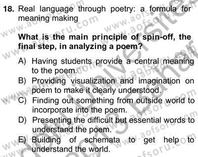 İleri Okuma Ve Yazma Becerileri 2 Dersi 2012 - 2013 Yılı (Vize) Ara Sınav Soruları 18. Soru